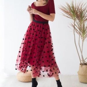 CHICWISH 3D tulle skirt with hearts